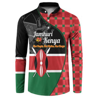 Kenya Jamhuri Day Button Sweatshirt One People One Nation Massai Shuka Pattern - Wonder Print Shop