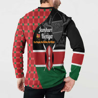 Kenya Jamhuri Day Button Sweatshirt One People One Nation Massai Shuka Pattern - Wonder Print Shop