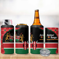 Kenya Jamhuri Day 4 in 1 Can Cooler Tumbler One People One Nation Massai Shuka Pattern - Wonder Print Shop