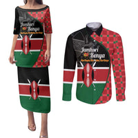 Kenya Jamhuri Day Couples Matching Puletasi and Long Sleeve Button Shirt One People One Nation Massai Shuka Pattern - Wonder Print Shop