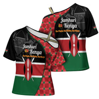 Kenya Jamhuri Day Cross Shoulder Shirt One People One Nation Massai Shuka Pattern - Wonder Print Shop
