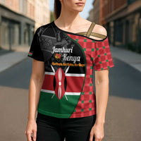 Kenya Jamhuri Day Cross Shoulder Shirt One People One Nation Massai Shuka Pattern - Wonder Print Shop