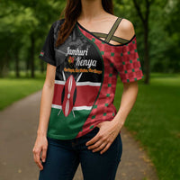 Kenya Jamhuri Day Cross Shoulder Shirt One People One Nation Massai Shuka Pattern - Wonder Print Shop