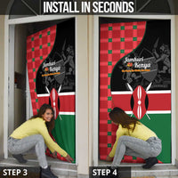 Kenya Jamhuri Day Door Cover One People One Nation Massai Shuka Pattern - Wonder Print Shop
