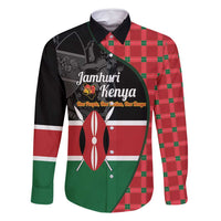 Kenya Jamhuri Day Family Matching Long Sleeve Bodycon Dress and Hawaiian Shirt One People One Nation Massai Shuka Pattern - Wonder Print Shop