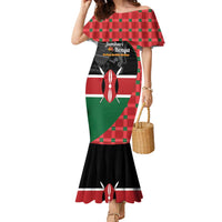 Kenya Jamhuri Day Family Matching Mermaid Dress and Hawaiian Shirt One People One Nation Massai Shuka Pattern - Wonder Print Shop