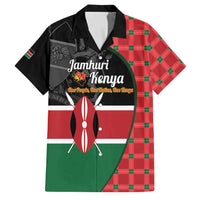 Kenya Jamhuri Day Family Matching Off The Shoulder Long Sleeve Dress and Hawaiian Shirt One People One Nation Massai Shuka Pattern - Wonder Print Shop