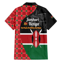 Kenya Jamhuri Day Family Matching Off The Shoulder Long Sleeve Dress and Hawaiian Shirt One People One Nation Massai Shuka Pattern - Wonder Print Shop