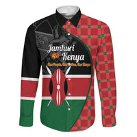 Kenya Jamhuri Day Family Matching Off The Shoulder Long Sleeve Dress and Hawaiian Shirt One People One Nation Massai Shuka Pattern - Wonder Print Shop