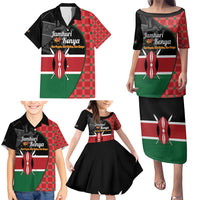 Kenya Jamhuri Day Family Matching Puletasi and Hawaiian Shirt One People One Nation Massai Shuka Pattern - Wonder Print Shop