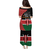 Kenya Jamhuri Day Family Matching Puletasi and Hawaiian Shirt One People One Nation Massai Shuka Pattern - Wonder Print Shop
