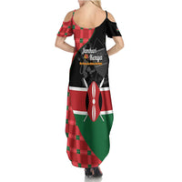 Kenya Jamhuri Day Family Matching Summer Maxi Dress and Hawaiian Shirt One People One Nation Massai Shuka Pattern - Wonder Print Shop