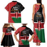 Kenya Jamhuri Day Family Matching Tank Maxi Dress and Hawaiian Shirt One People One Nation Massai Shuka Pattern - Wonder Print Shop