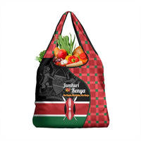 Kenya Jamhuri Day Grocery Bag One People One Nation Massai Shuka Pattern - Wonder Print Shop