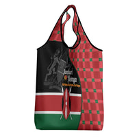 Kenya Jamhuri Day Grocery Bag One People One Nation Massai Shuka Pattern - Wonder Print Shop