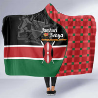 Kenya Jamhuri Day Hooded Blanket One People One Nation Massai Shuka Pattern - Wonder Print Shop