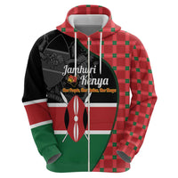 Kenya Jamhuri Day Hoodie One People One Nation Massai Shuka Pattern - Wonder Print Shop