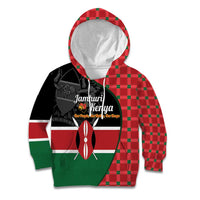 Kenya Jamhuri Day Kid Hoodie One People One Nation Massai Shuka Pattern - Wonder Print Shop