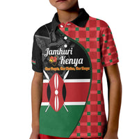Kenya Jamhuri Day Kid Polo Shirt One People One Nation Massai Shuka Pattern - Wonder Print Shop