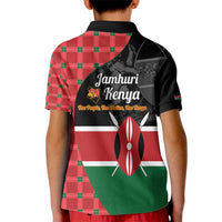 Kenya Jamhuri Day Kid Polo Shirt One People One Nation Massai Shuka Pattern - Wonder Print Shop