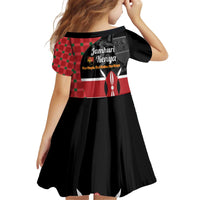 Kenya Jamhuri Day Kid Short Sleeve Dress One People One Nation Massai Shuka Pattern - Wonder Print Shop