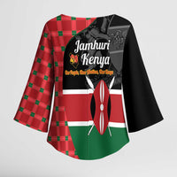 Kenya Jamhuri Day Kimono Sleeve Blouse One People One Nation Massai Shuka Pattern - Wonder Print Shop