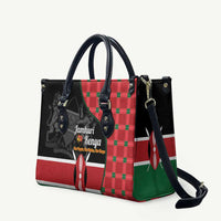 Kenya Jamhuri Day Leather Bag One People One Nation Massai Shuka Pattern - Wonder Print Shop