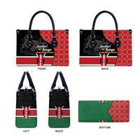 Kenya Jamhuri Day Leather Bag One People One Nation Massai Shuka Pattern - Wonder Print Shop