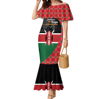 Kenya Jamhuri Day Mermaid Dress One People One Nation Massai Shuka Pattern - Wonder Print Shop