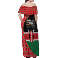 Kenya Jamhuri Day Off Shoulder Maxi Dress One People One Nation Massai Shuka Pattern - Wonder Print Shop