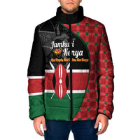 Kenya Jamhuri Day Padded Jacket One People One Nation Massai Shuka Pattern - Wonder Print Shop