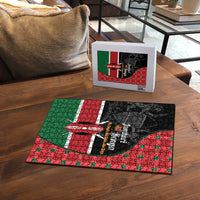 Kenya Jamhuri Day Puzzle One People One Nation Massai Shuka Pattern - Wonder Print Shop