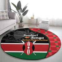 Kenya Jamhuri Day Round Carpet One People One Nation Massai Shuka Pattern - Wonder Print Shop