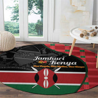 Kenya Jamhuri Day Round Carpet One People One Nation Massai Shuka Pattern - Wonder Print Shop