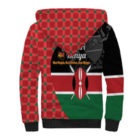 Kenya Jamhuri Day Sherpa Hoodie One People One Nation Massai Shuka Pattern - Wonder Print Shop