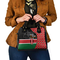 Kenya Jamhuri Day Shoulder Handbag One People One Nation Massai Shuka Pattern - Wonder Print Shop
