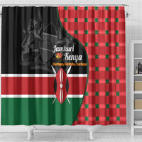 Kenya Jamhuri Day Shower Curtain One People One Nation Massai Shuka Pattern - Wonder Print Shop