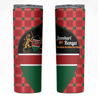 Kenya Jamhuri Day Skinny Tumbler One People One Nation Massai Shuka Pattern - Wonder Print Shop