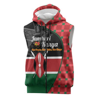 Kenya Jamhuri Day Sleeveless Zip Hoodie One People One Nation Massai Shuka Pattern - Wonder Print Shop