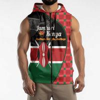 Kenya Jamhuri Day Sleeveless Zip Hoodie One People One Nation Massai Shuka Pattern - Wonder Print Shop