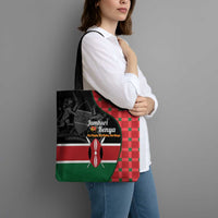 Kenya Jamhuri Day Tote Bag One People One Nation Massai Shuka Pattern - Wonder Print Shop