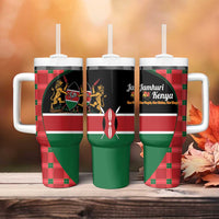 Kenya Jamhuri Day Tumbler With Handle One People One Nation Massai Shuka Pattern - Wonder Print Shop