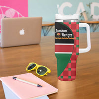 Kenya Jamhuri Day Tumbler With Handle One People One Nation Massai Shuka Pattern - Wonder Print Shop