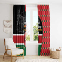 Kenya Jamhuri Day Window Curtain One People One Nation Massai Shuka Pattern - Wonder Print Shop