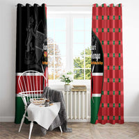 Kenya Jamhuri Day Window Curtain One People One Nation Massai Shuka Pattern - Wonder Print Shop