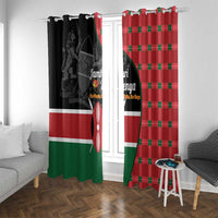 Kenya Jamhuri Day Window Curtain One People One Nation Massai Shuka Pattern - Wonder Print Shop