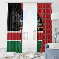 Kenya Jamhuri Day Window Curtain One People One Nation Massai Shuka Pattern - Wonder Print Shop