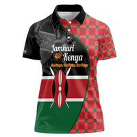 Kenya Jamhuri Day Women Polo Shirt One People One Nation Massai Shuka Pattern - Wonder Print Shop