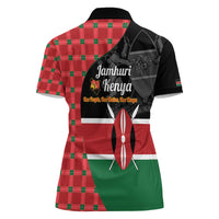 Kenya Jamhuri Day Women Polo Shirt One People One Nation Massai Shuka Pattern - Wonder Print Shop