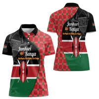 Kenya Jamhuri Day Women Polo Shirt One People One Nation Massai Shuka Pattern - Wonder Print Shop